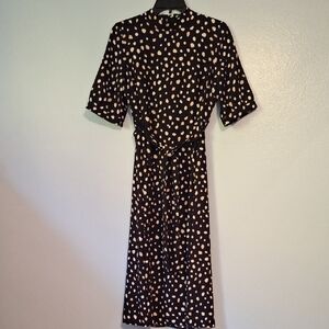 Ann Taylor Black and Cream Midi Dress